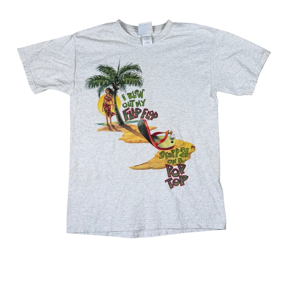 Vintage Jimmy Buffett Margaritaville T-Shirt Gray 1996 Flip Flop Graphic Mens M